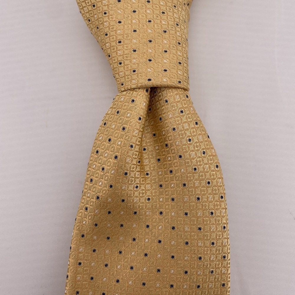 STAFFORD Gold Silk‎ Necktie Designer Geometric Pattern Business Career Interview